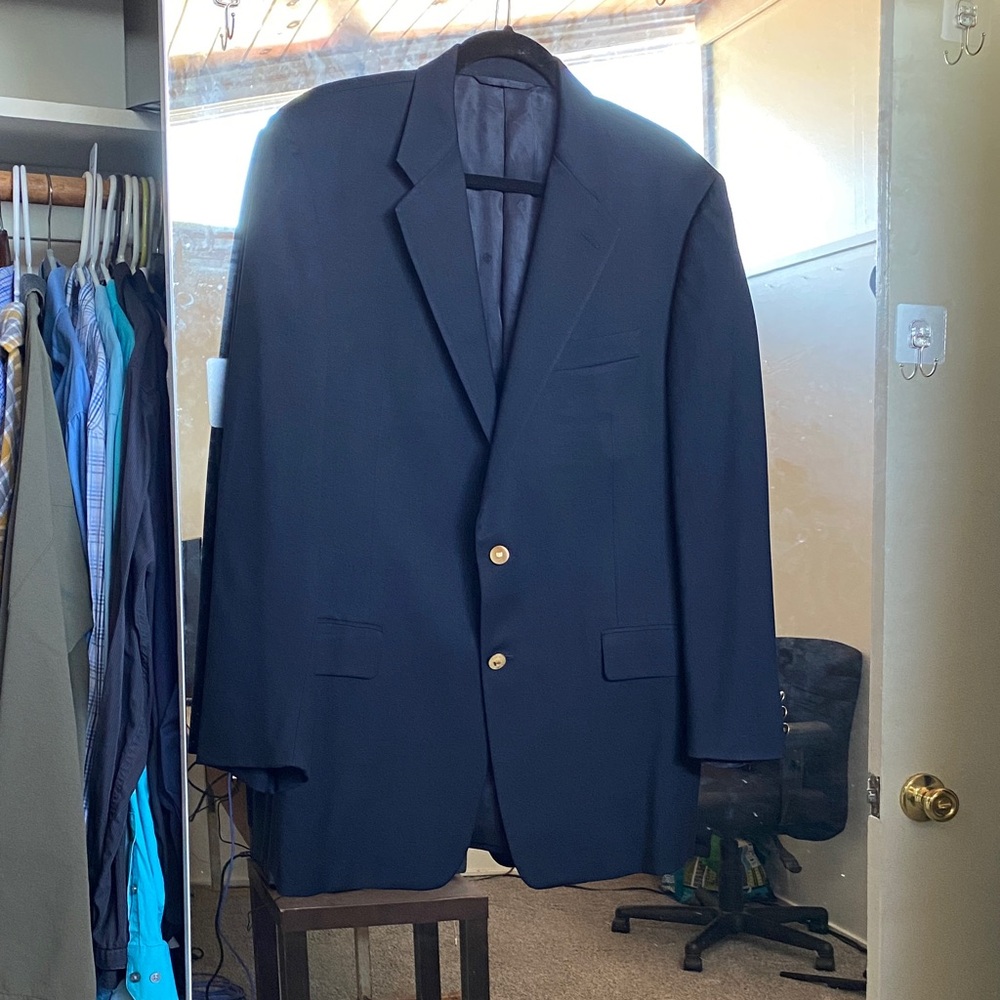 Hickey Freeman Black Blazer with Gold Buttons